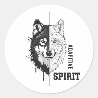 Rond Adaptive Spirit Wolf Round Sticker