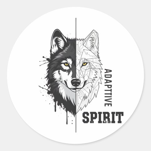 Rond Adaptive Spirit Wolf Round Sticker (Devant)