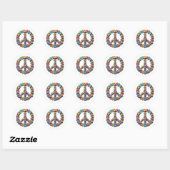 Rond Adesivo Redondo Floral Peace Symbol Round Sticker (Feuille)
