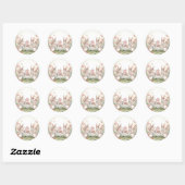 Rond Adorable Bunny Tea Party Favor & Envelope Sticker (Feuille)