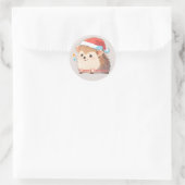 Rond Adorable Festive Hamster Wearing Santa Hat Sticker (Sac)