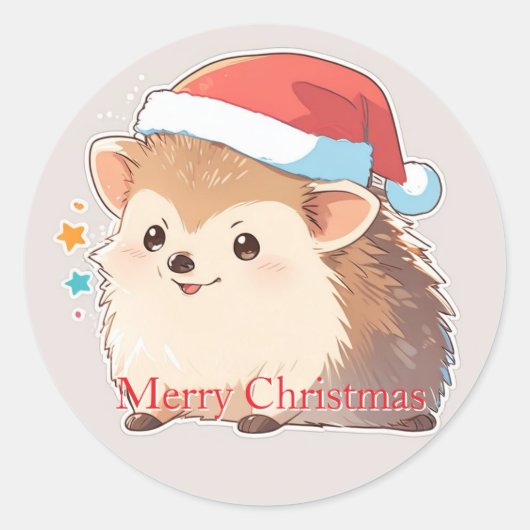 Rond Adorable Festive Hamster Wearing Santa Hat Sticker (Devant)