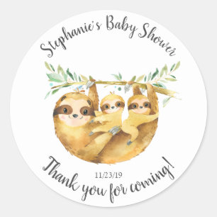 Rond Adorable Twins Sloth Baby Douche Favoriser Sticker