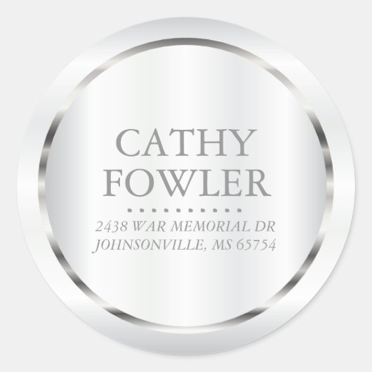 Rond Adres Zilveren en Witte Etiketten (Voorkant)