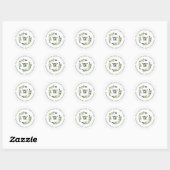 Rond Adresse de retour monogramme Sticker Roses blanche (Feuille)