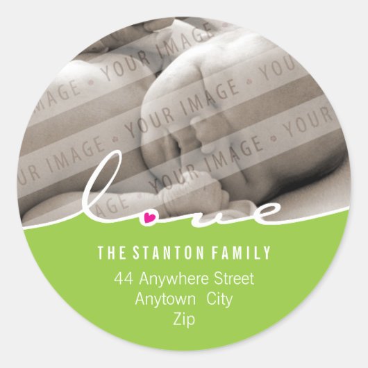 Rond ADRESSE PHOTOGRAPHIQUE STICKER :: amour diviser 6 (Devant)
