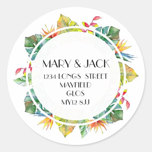 ROND ADRESSE STICKER TROPICAL (Devant)