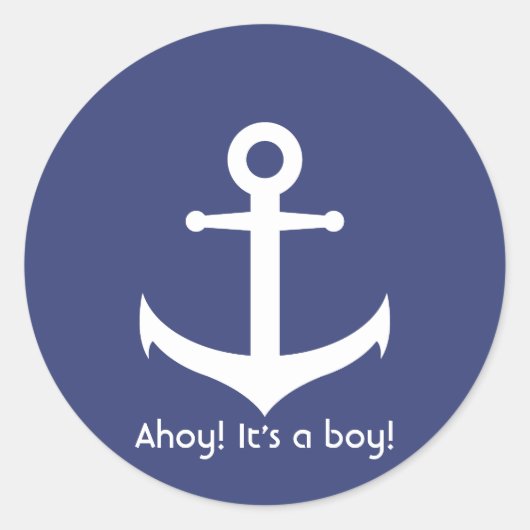 Rond Ahoy ! C'est un garçon ! Sticker Baby shower nauti (Devant)