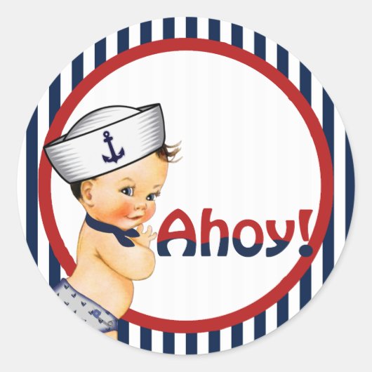 Rond Ahoy C'est un Sticker Baby shower garçon (Devant)
