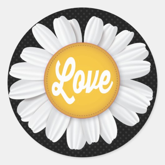 Rond Aimer Blanc Fleur Faisy Black Floral Sticker (Devant)