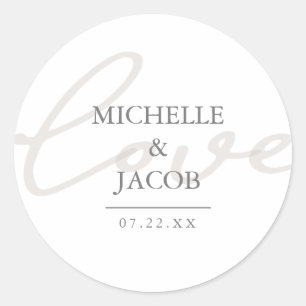 Rond Airy Pastel Sticker Mariage Monogram Love