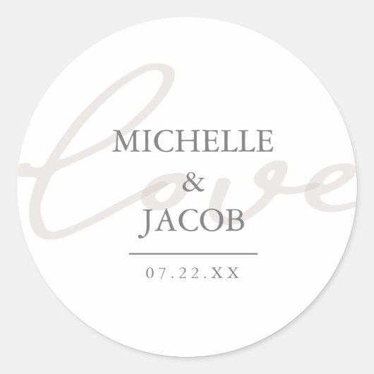 Rond Airy Pastel | Sticker Mariage Monogram Love (Devant)