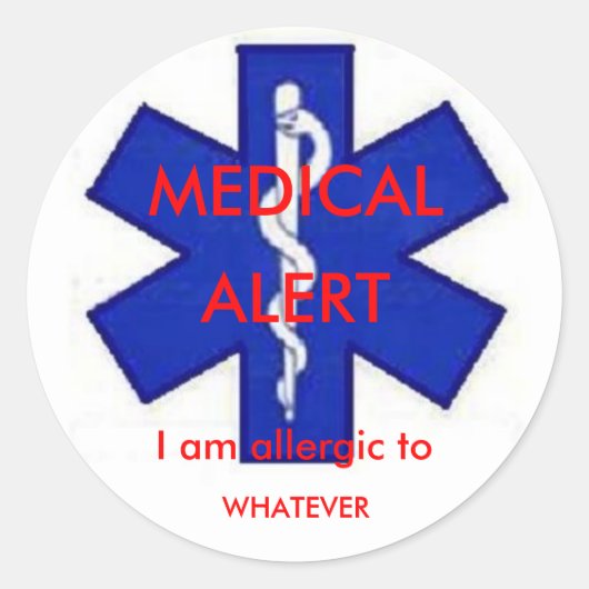 Rond Alerte Médicale Sticker "Je suis allergique" (Devant)