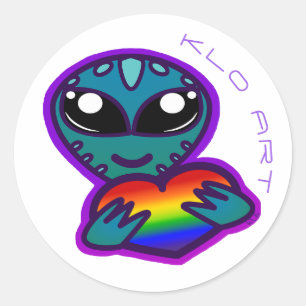 Rond Alien Avec Sticker Coeur Arc-En-Ciel