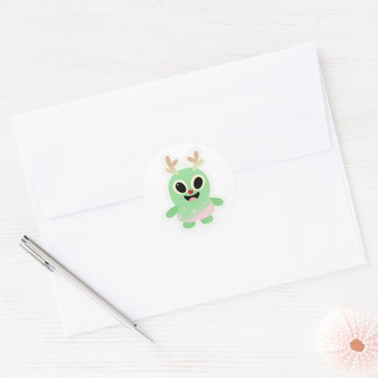 Rond Alien Christmas Sticker 1 (Enveloppe)