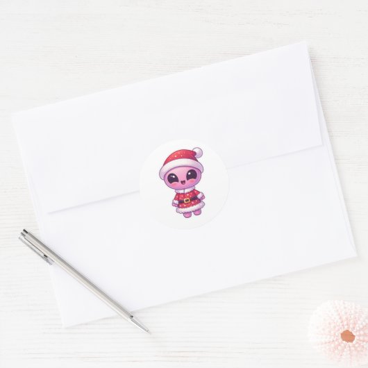 Rond Alien Christmas Sticker 2 (Enveloppe)