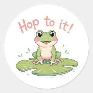 Rond Allez-y ! Sticker Lily Pad Grenouille mignonne
