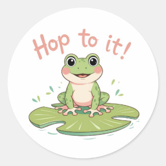 Rond Allez-y ! Sticker Lily Pad Grenouille mignonne