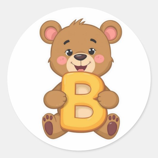 Rond Alphabet Sticker – B with Bear (Devant)