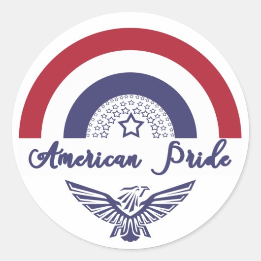 Rond American Pride Rainbow Flag / Sticker d'aigle (Devant)
