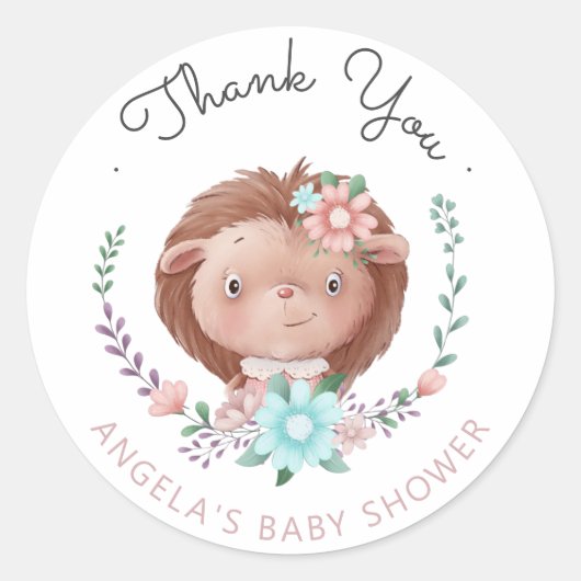 Rond ami de la forêt bébé hedgehog Baby shower Sticker (Devant)