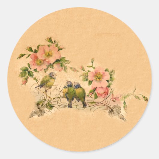 Rond Amis vintages - Floral & Oiseaux - Sticker (Devant)