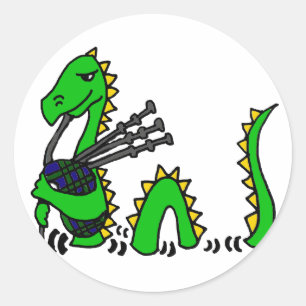 Rond Amusant Loch Ness Monster Jouer Sticker Bagpipes