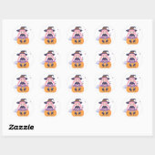 Rond "Amusement Citrouille : Sticker fille caricature m (Feuille)
