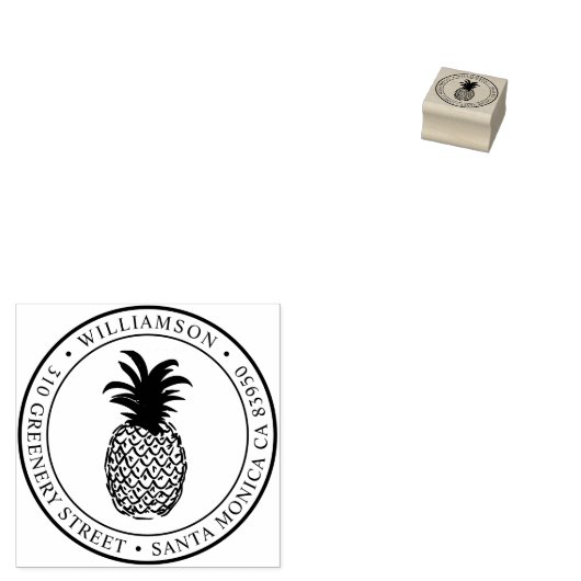 Rond  Ananas Retouradres Rubberstempel (Gestempeld)