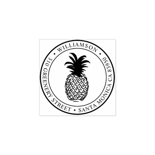 Rond Ananas Retouradres Rubberstempel (Afrduk)