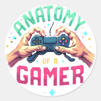 Rond Anatomie d'un sticker Gamer - Retro Gamer Tee