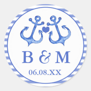 Rond Ancres nautiques Sticker Mariage Enveloppe Seal