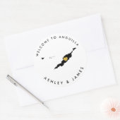 Rond Anguilla Mariage Welcome Sticker Balise Or & Noir (Enveloppe)
