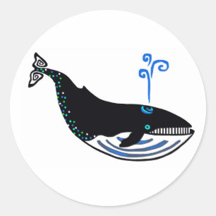 Rond Animaux sauvages - BALEINE Bleue - Sticker pour la