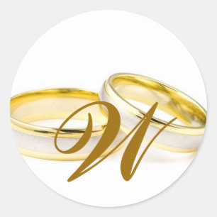 Rond Anneaux Mariage or avec Sticker Favor Monogram