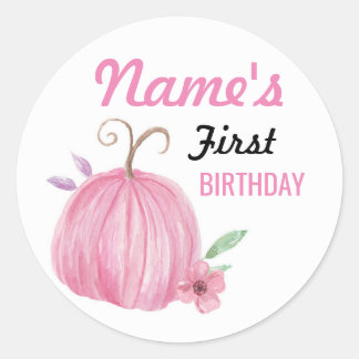 Rond Anniversaire Fleur Citrouille Sticker rose n'impor