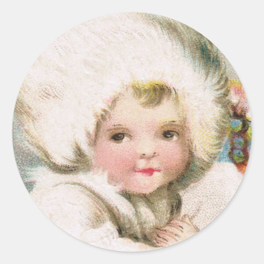 Rond Antique Sticker Cercle pour bébé neige d'hiver (Devant)