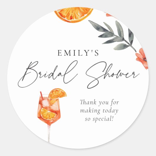 Rond Aperol Spritz Bridal Shower Classic Round Sticker (Devant)