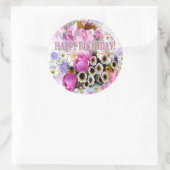 Rond April Bouquet Birthday Classic Round Sticker (Sac)
