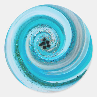 Rond Aqua Christian Sticker Oceans Swirl Abstrait