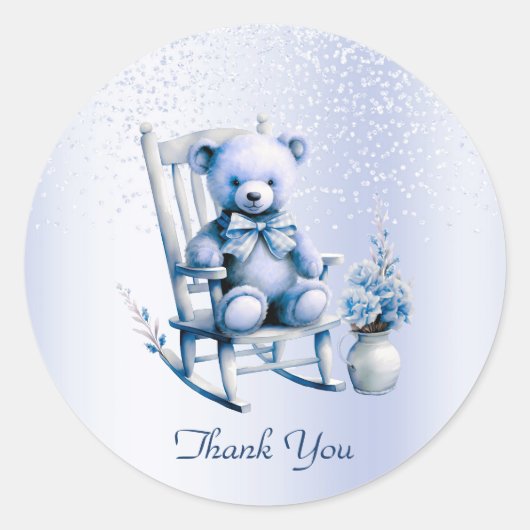 Rond Aquarelle Bleu Bébé Bear Sticker (Devant)