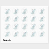 Rond Aquarelle bleu Merci mariage Favour Sticker (Feuille)