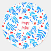 Rond Aquarelle branches et fleurs Sticker de Pâques (Devant)