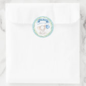Rond Aquarelle Eléphant Baby shower, Garçon, STICKER (Sac)