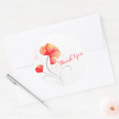 Rond Aquarelle fleur orange mariage merci sticker (Enveloppe)