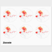 Rond Aquarelle fleur orange mariage merci sticker (Feuille)