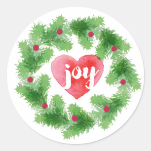 Rond Aquarelle Joy Pine Wreath Vacances Sticker