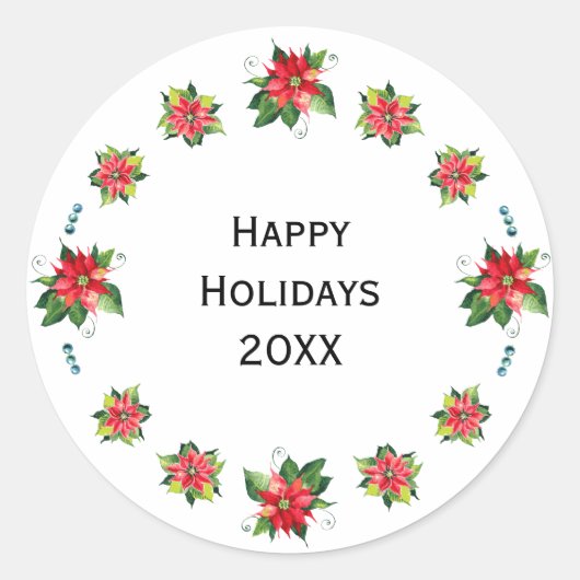 Rond Aquarelle Poinsettia - Sticker du cercle de vacanc (Devant)