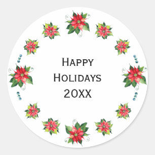 Rond Aquarelle Poinsettia - Sticker du cercle de vacanc