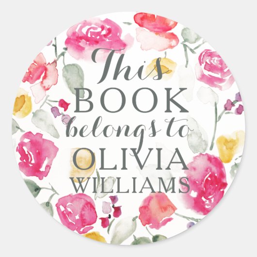 Rond Aquarelle romantique Ce livre appartient à Sticker (Devant)